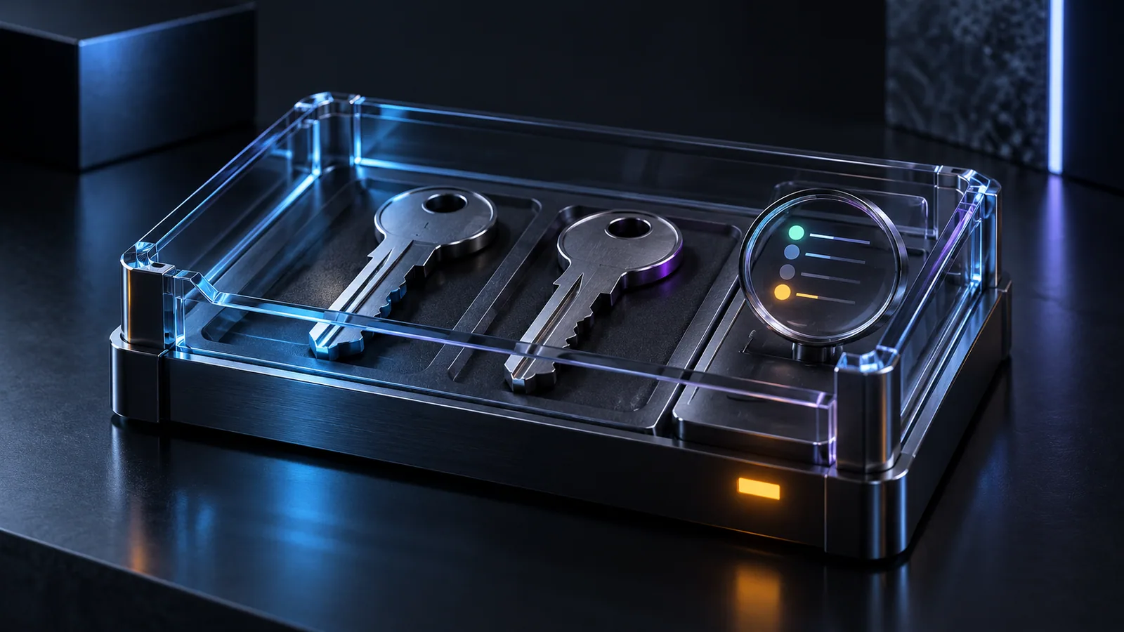 Conceptual cover for SSH Key Manager: ssh key and permission audits in DockLab.
