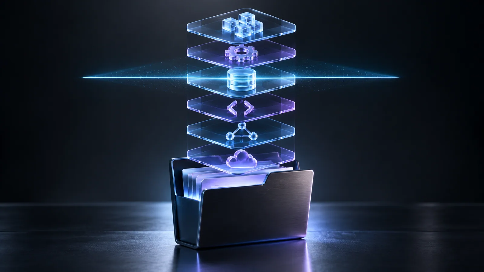 Conceptual cover for Stack Detector: project technology detection in DockLab.